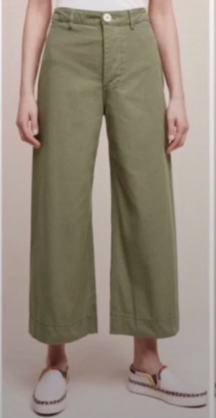 Pilcro and The Letterpress High Rise Logan Wide Leg Cropped Pants Green 29